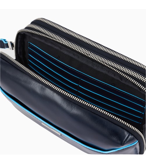 Piquadro Blue Square Clutch: Leather Wrist Bag | Official Store